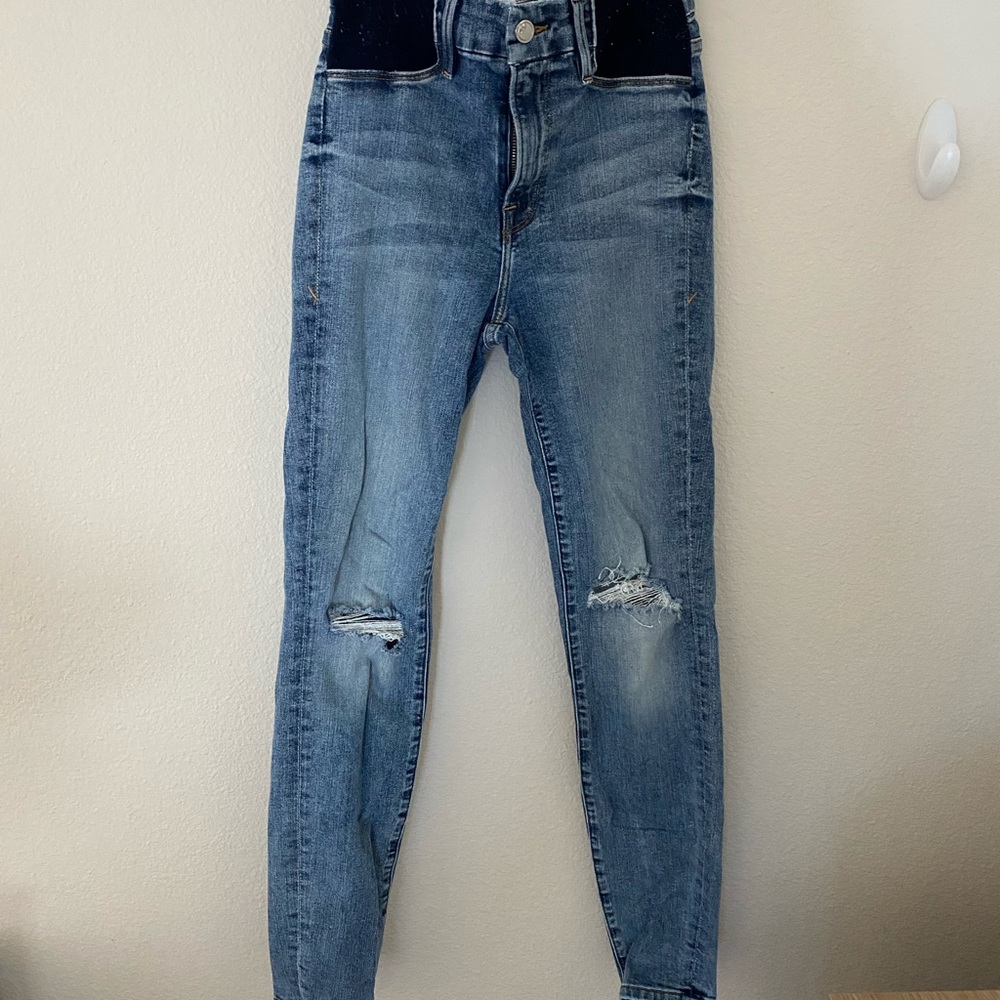 Good American The Honeymoon Mid Rise Maternity Jeans BLUE 129